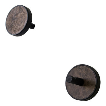 Inverso Vertical Inlay Wood Wall Hangers, Set of 2, Black and Dark Brown