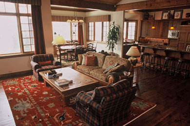 Example of a mountain style living room design in Denver
