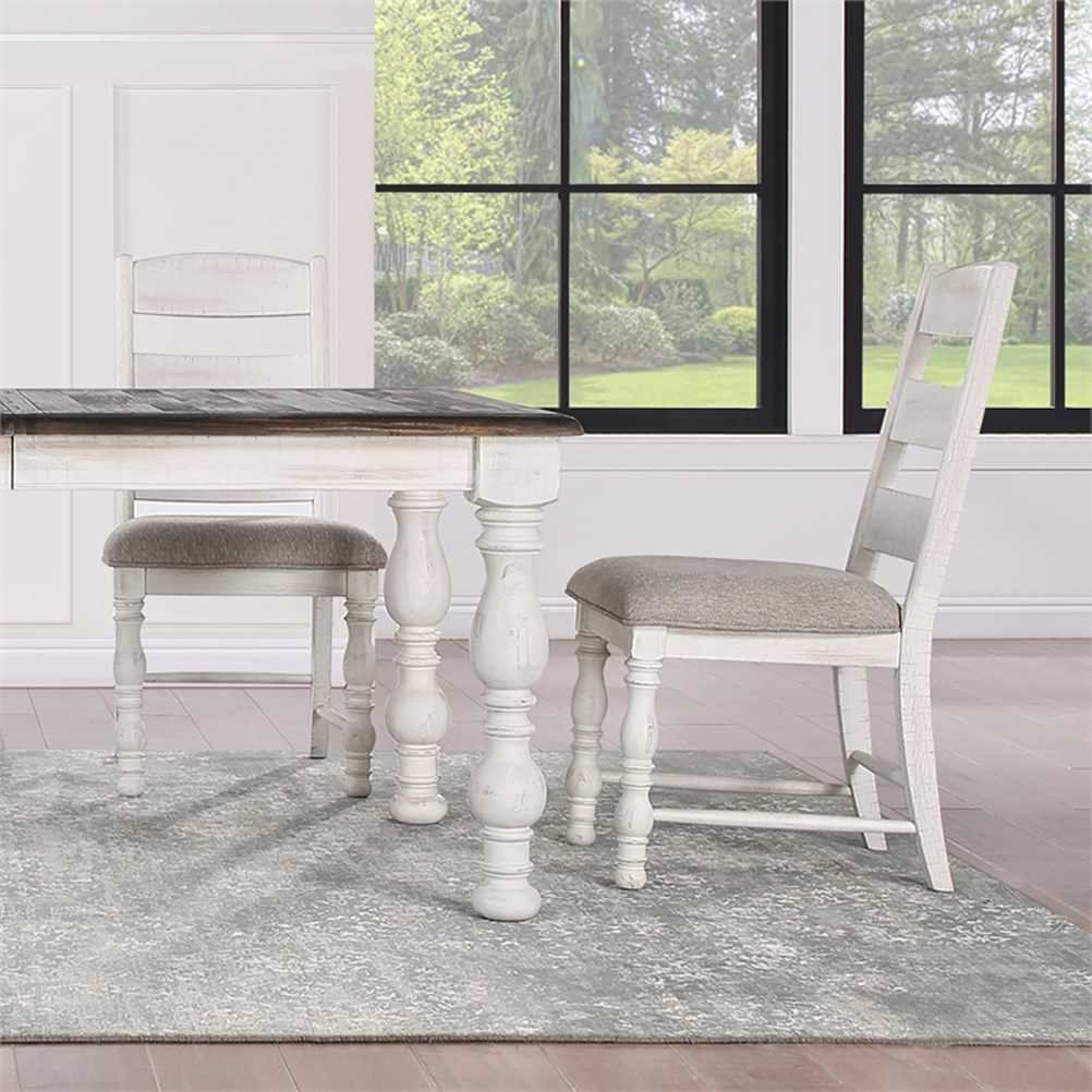 Heston 7piece Weathered White Wood Dining Set French Country