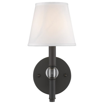 Golden Lighting 3500-1W Waverly 12" Tall Wall Sconce - Rubbed Bronze / Classic
