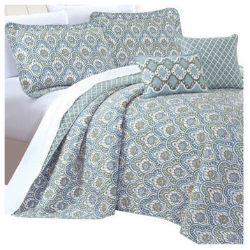 Tivoli Mini Printed 5 Piece Bed Spread, Gray, King