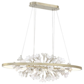 Eurofase Clayton LED Oval Chandelier, Silver, Brushed Gold/Clear