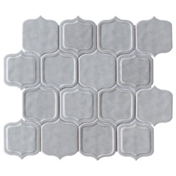 TRECCG 3" X 4" Recycle Glass Grid Mosaic Tile, Gray