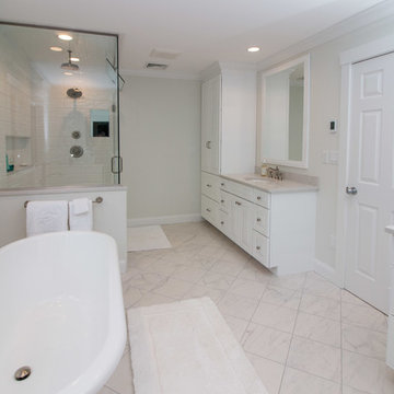 Contemporary & Transitional Sea Salt Classic bath remodel w/ classic marble tile