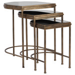 Uttermost - Uttermost India Nesting Tables, 3-Piece Set - Set Of Three Nesting Tables With An Elegantly Curved Hand Forged Iron Frame, Finished In Antique Brushed Gold With Beveled Mirror Tops.