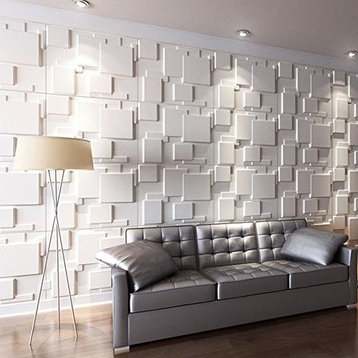 Art3d Decorative 3D Wall Tiles for Modern Wall Decor, White, Set of 12