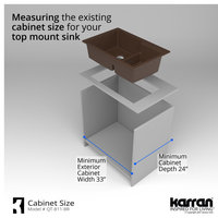 Karran 33" Top Mount Large/Small Bowl Quartz Kitchen Sink, Brown