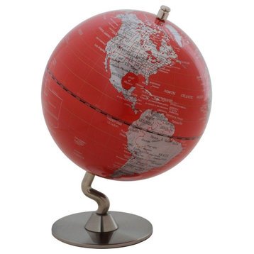 Magellan Red World Globe - 5" Diameter , Metal Base