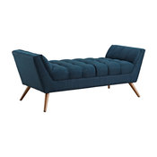 Response Medium Upholstered Fabric Bench, Azure