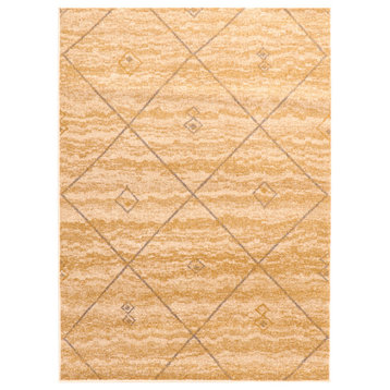 eCarpetGallery Moroccan Style, Ivory/Gold Carpet, 6'7" x 9'6"