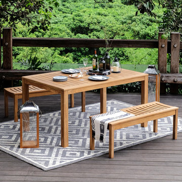 Vermont Teak Wood 3 Pieces Outdoor Picnic Dining Set