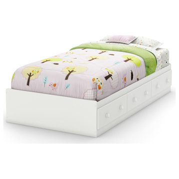 South Shore Savannah Twin Mates Bed (39'') with 3 Drawers, Pure White