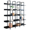 TATEUS Bookcase Home Office Bookshelf, Vintage Industrial Style Shelf 5 tier, Black
