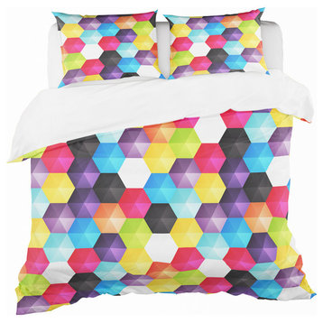 Bright Hexagons Modern Duvet Cover Set, Twin