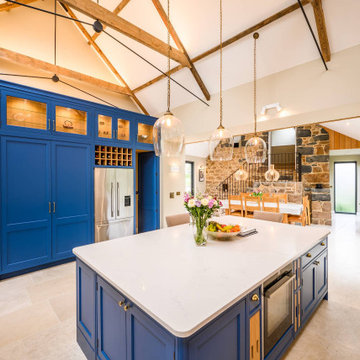 Blue and white Davonport Kitchen in Guernsey Farmhouse