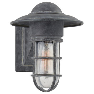 Marine Indoor/Outdoor Wall Light in Weathered Zinc with Seeded Glass