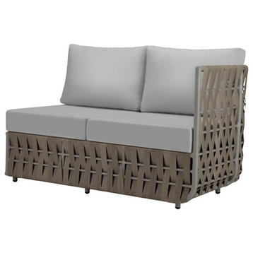 Source Furniture Scorpio Aluminum Frame Right Arm Loveseat in Gray/Gray Cushion