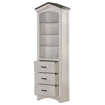 ACME Tree House Bookcase Cabinet in Weathered White and Washed Gray