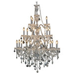 Elegant Furniture & Lighting - Giselle 21-Light Chandelier, Chrome - These spectacular chandeliers of the Giselle collection are so magically beautiful, you can easily imagine Cinderella dancing under them in the palace ballroom with Prince Charming. The fixtures' Old World elegance and sophistication are evident in their tiers of crystal candle covers atop scalloped bobeches, adorned with festoons of crystal beads and pendeloques, all surrounding a magnificent crystal centerpiece.