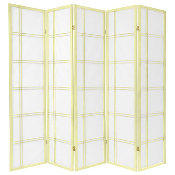 6' Tall Double Cross Shoji Screen, Special Edition, Ivory, 5 Panels
