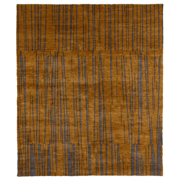 Solarize B Silk Wool Hand Knotted Tibetan Rug, 5'x8'