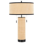 LumiSource - Cylinder Rattan 29" Table Lamp - Add style and function to any space with the Cylinder Rattan Table Lamp by LumiSource. The contemporary styling of this lamp features a natural rattan body with beautifully contrasting metal accents throughout. Illuminate your home today with the Cylinder Table Lamp today!
