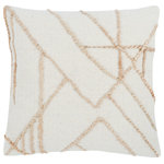 Kosas Home - Adil 22'' Throw Pillow, Ivory - Crisp and contemporary, this pillow features handwoven wool accented with natural jute. Neutral colorways come alive with the bold, geometric pattern. Add this pillow to a living room or bedroom for an energetic look and a soft, plush feel.