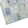 Distressed Marble Squares 3D Wall Panels, Set of 5, Covers 25.6 Sq Ft