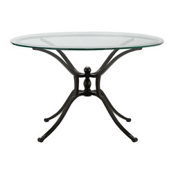 MYLES 36" ROUND GLASS COFFEE TABLE WITH IRON BASE - Coffee Tables
