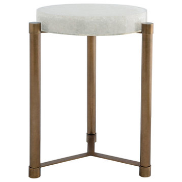 Stoneridge White/Aged Brass Accent Table