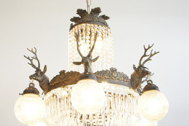 Vintage 6 head stag chandelier