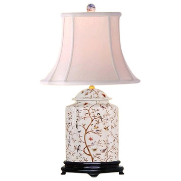 Chinese Porcelain Bird Motif Scalloped Ginger Jar Table Lamp 22"