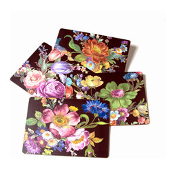 Flower Market Placemats - Black - Set of 4 | MacKenzie-Childs - Placemats