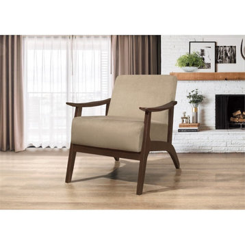 Lexicon Carlson Velvet Upholstered Accent Chair in Light Brown