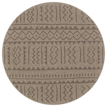 Couristan Naturalistic Moroccan Outdoor Rug, Natural-Brown, 7'10" Round