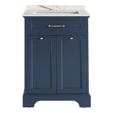 24 inch Navy Blue Single Sink Vanity Cabinet