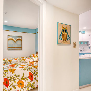 Mid-Century Bedroom View With Curved Hallway — Sarasota Round House