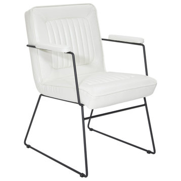 GT Chair in White Faux Leather with Black Sled Base