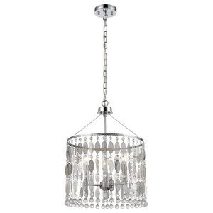 Canarm ICH435A04CH9 Reese 4-Light Chandelier Chrome with Frosted Sparkle and Clear Crystals 15.75 x 15.75 x 66.75 