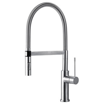 Volga Commercial Grade Brushed Solid Stainless Steel Faucet, Pull Down Spray