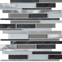 City Scape Mixed Metal & Glass Mosaic - Mosaic Tile