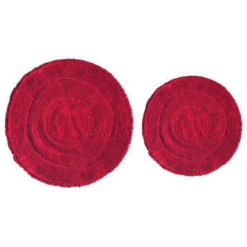 Radiant Collection Bath Rugs Set, 2 Piece Set, Red