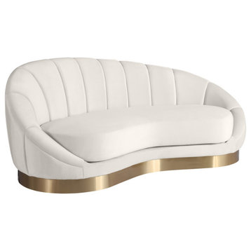 Shelly Velvet Upholstered Chaise, Cream