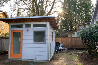 Inspiration for a small modern detached studio / workshop shed remodel in Seattle