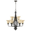 Randolph Nine-Light Oiled Bronze with Antique Gold Chandelier