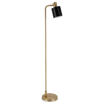 Thew 65 Tall Floor Lamp with Metal Shade in Brass/Black