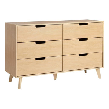 52-Inch Modern 6-Drawer Dresser with Cut-Out Handles, Bedroom Storage Organizer
