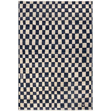 nuLOOM Dominique Abstract Checkered Fringe Area Rug, Navy 12' x 15' 9"