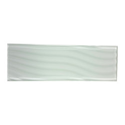 Abolos - Pacific 4 in x 12 in Textured Glass Subway Tile in Blanche - Wall And Floor Tile