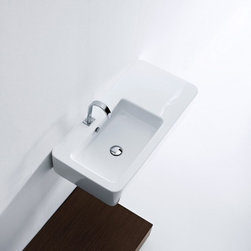 WS Bath Collections Ego 3244 Wall Hung or Counter Top Ceramic Sink 35.4" x 16.9" - Bathroom Sinks